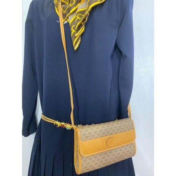 GUCCI Vintage Flap Coated Canvas Crossbody Bag - Picture 12 of 12